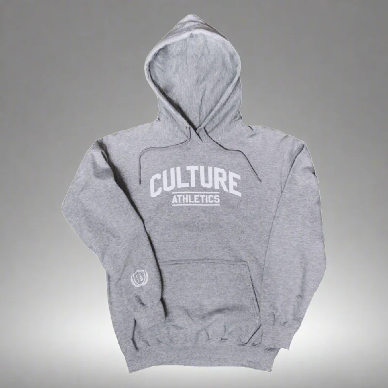 Unisex Culture Athletics Hoodie - Heather Grey/White