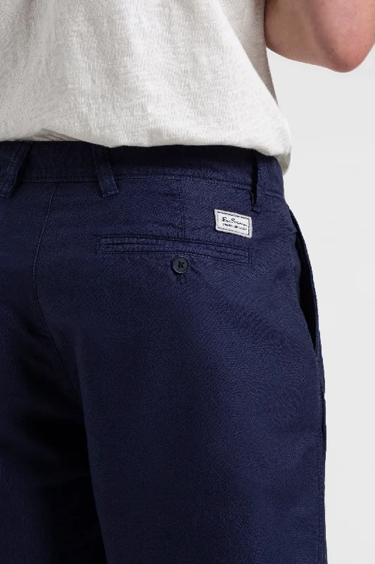 Beatnik Oxford Garment Dye Slim Short - Navy