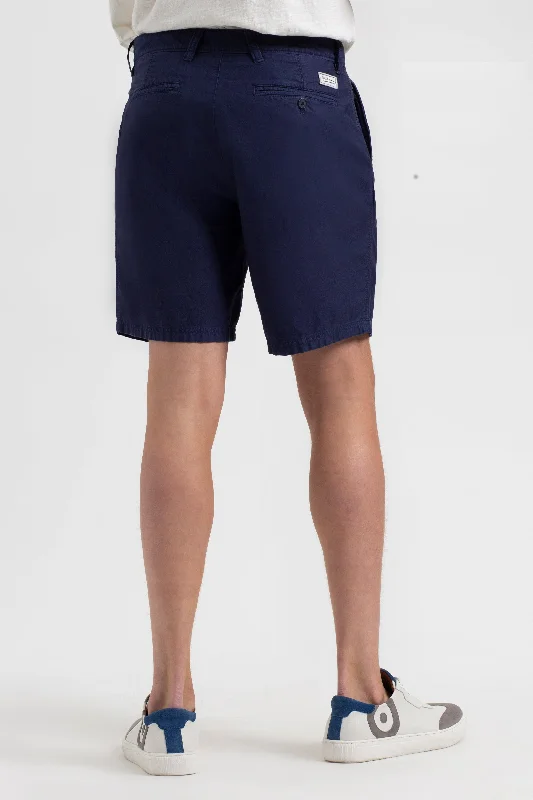 Beatnik Oxford Garment Dye Slim Short - Navy