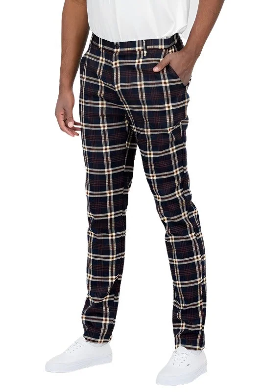 Blue Multi Plaid Trouser Pants