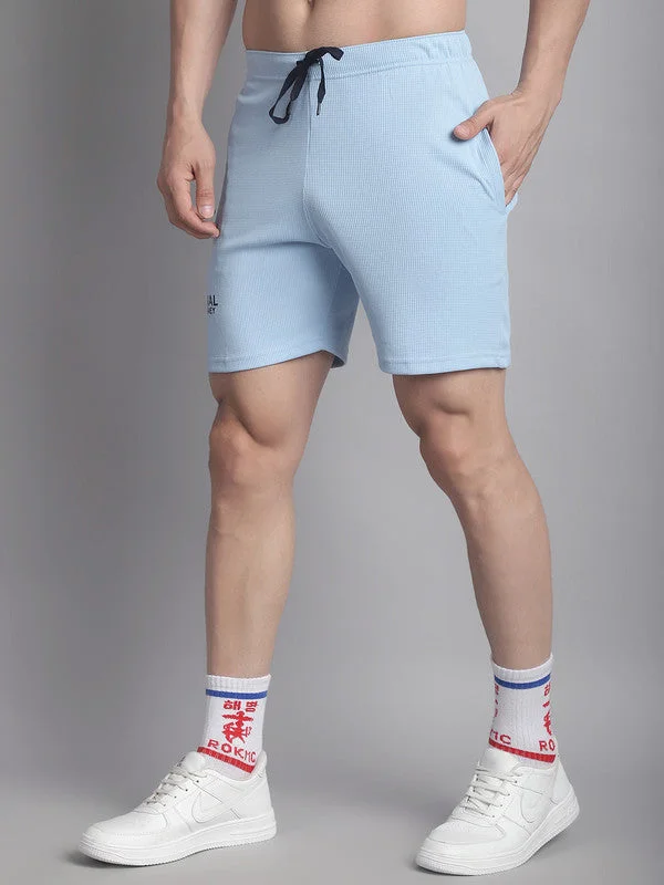 Vimal Jonney Solid Light Blue Regular Fit Polyster Lycra Shorts For Men