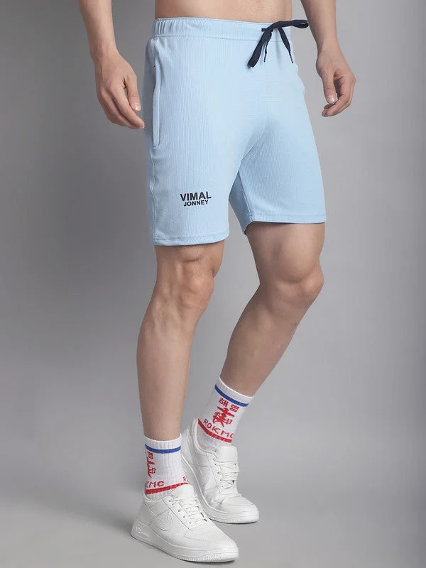 Vimal Jonney Solid Light Blue Regular Fit Polyster Lycra Shorts For Men