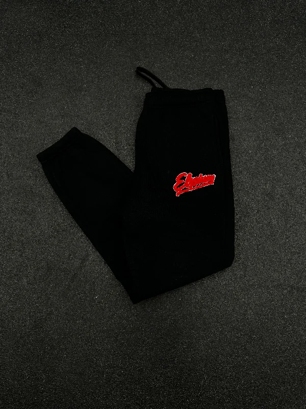 ""Black Chenille Patch Joggers""