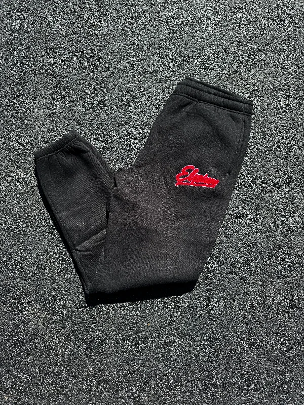 ""Black Chenille Patch Joggers""