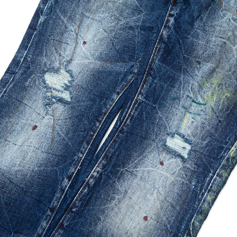 Core Modern Flare Medium Destroyed Indigo Denim Jeans