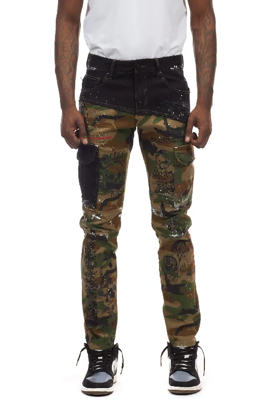 Doodle Fashion Twill Pants - Wood Camo