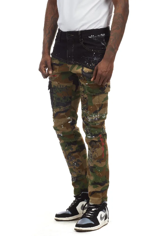 Doodle Fashion Twill Pants - Wood Camo