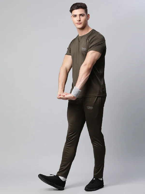 Vimal Jonney Dryfit Polyster Lycra Solid Olive Trackpant for Men