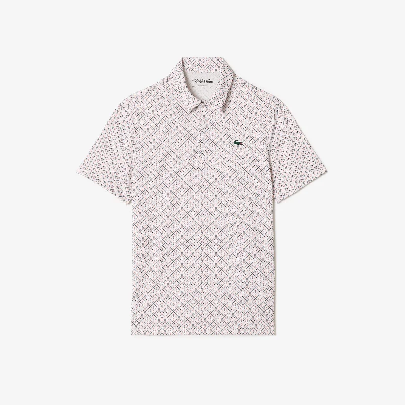 Men’s Golf Printed Recycled Polyester Polo  White / Bordeaux