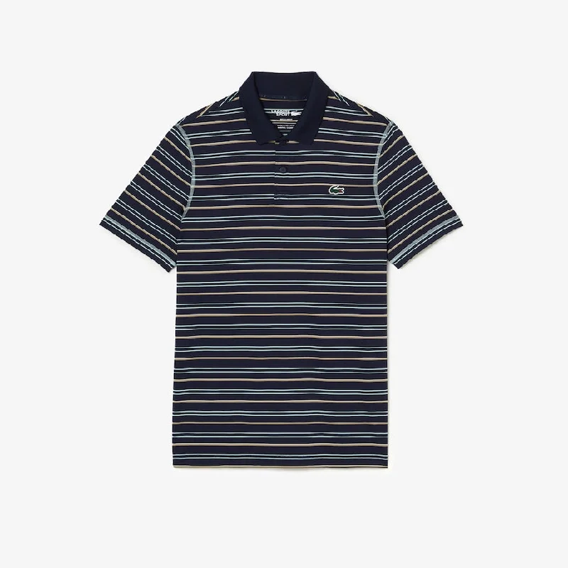 Men’s Golf Recycled Polyester Stripe Polo Navy Blue