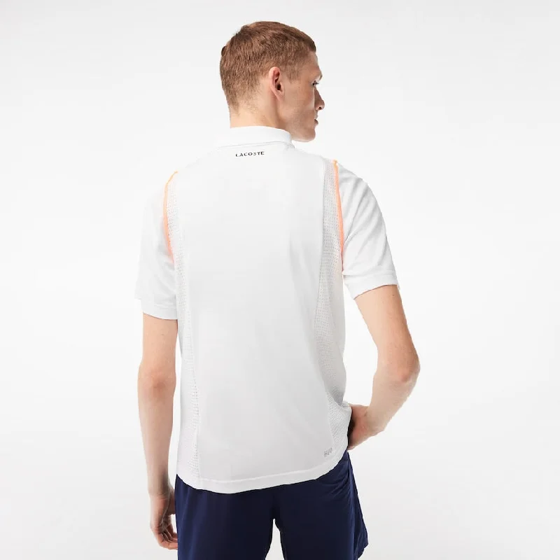 Men’s Lacoste Tennis Recycled Polyester Polo Shirt White / Orange