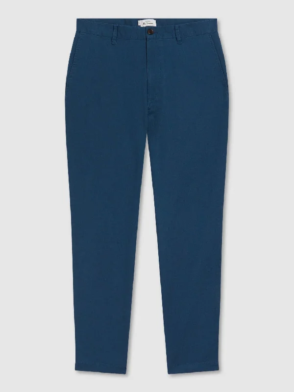 Signature Slim Taper Linen Trousers - Blue