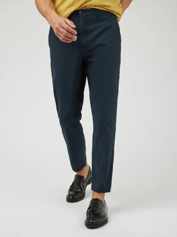 Signature Slim Taper Linen Trousers - Midnight