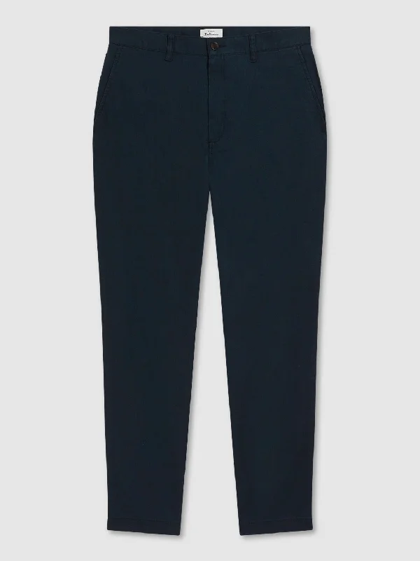 Signature Slim Taper Linen Trousers - Midnight