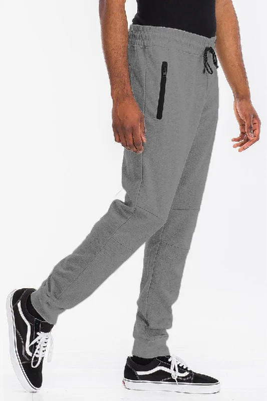 Mens Gray Black Trim Heathered Cotton Sweat Pants