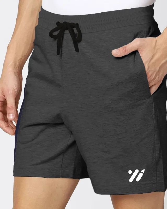 Men Solid Grey Black Jogging Shorts