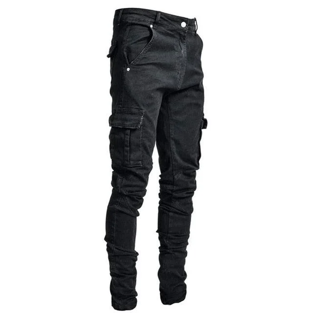 Mens Non-Ripped Stretch Cargo Jeans