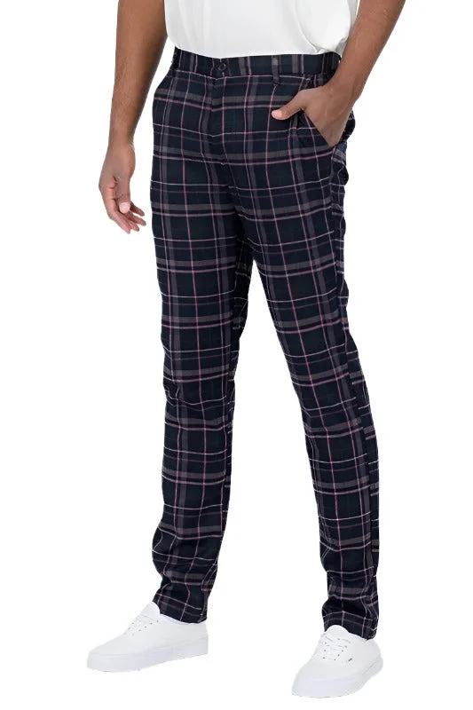 Mens Plaid Trouser Pants Blue Multi