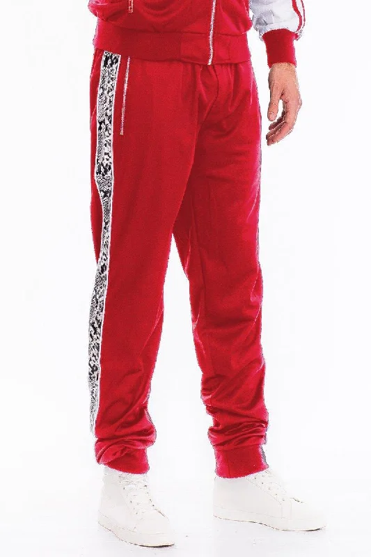 Mens Red Snake Side Tape Track Pants