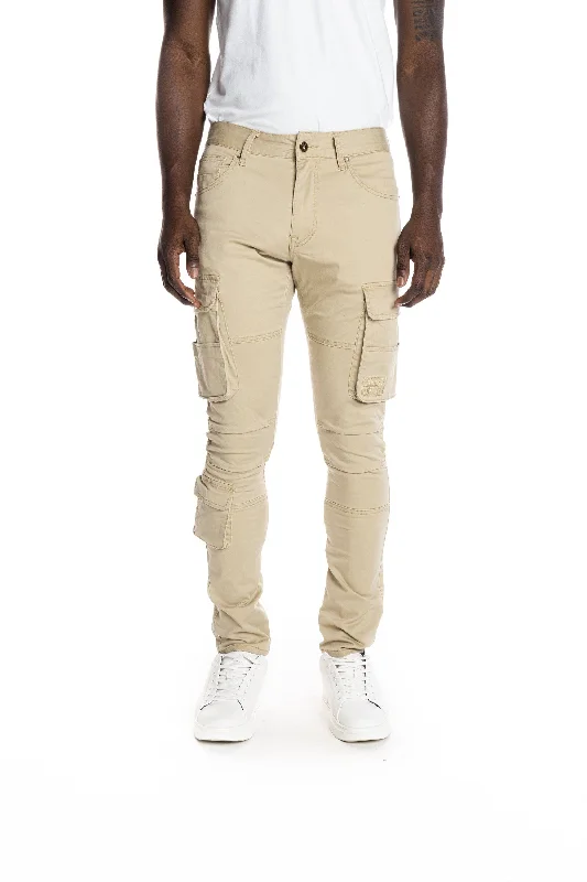 Multipocket Cargo Twill Pants - Khaki