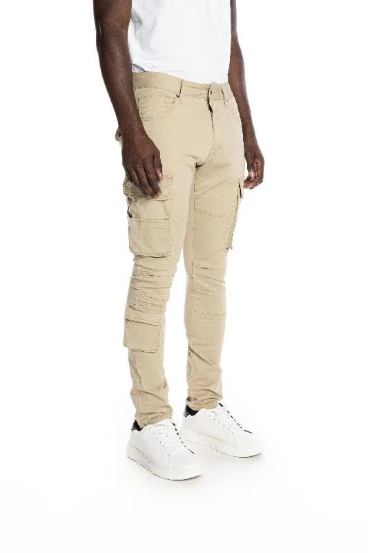 Multipocket Cargo Twill Pants - Khaki