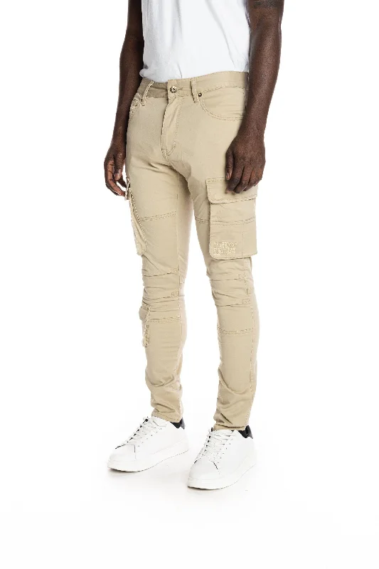 Multipocket Cargo Twill Pants - Khaki