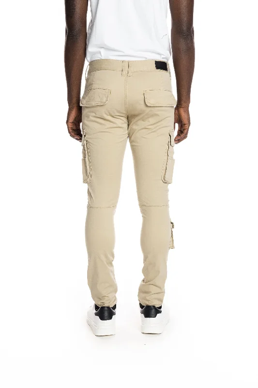 Multipocket Cargo Twill Pants - Khaki