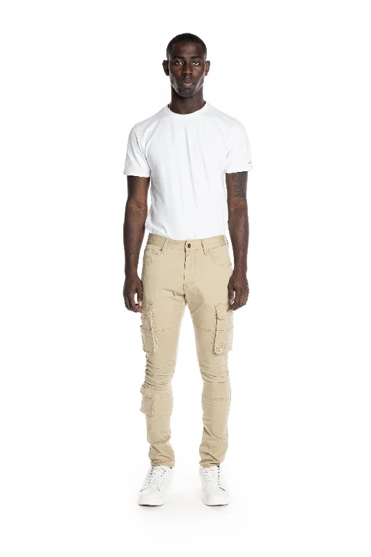 Multipocket Cargo Twill Pants - Khaki