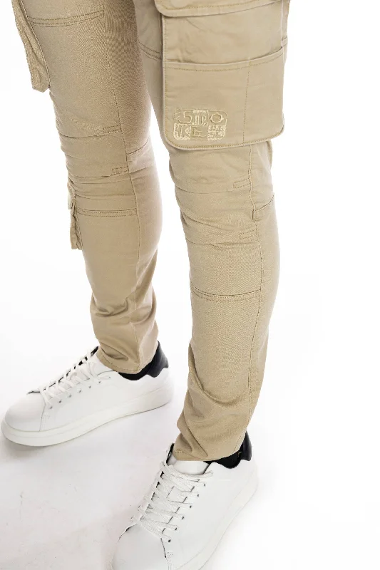 Multipocket Cargo Twill Pants - Khaki