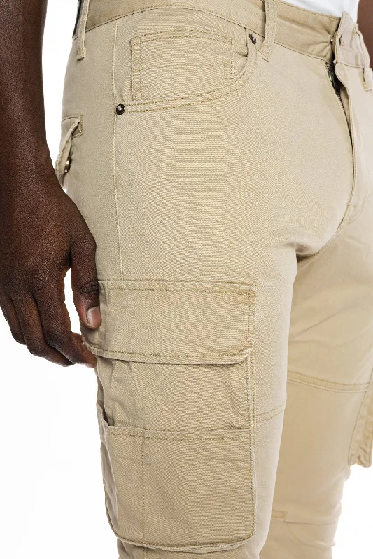 Multipocket Cargo Twill Pants - Khaki