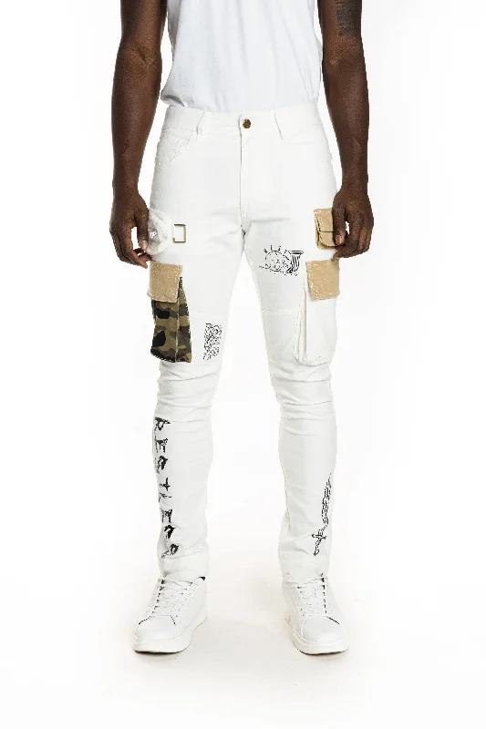 Utility Fashion Cargo Twill Pants - Cream