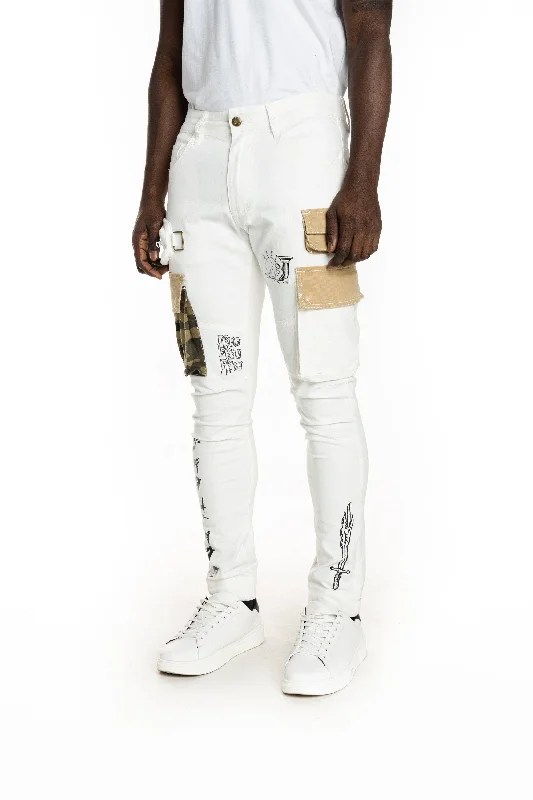 Utility Fashion Cargo Twill Pants - Cream