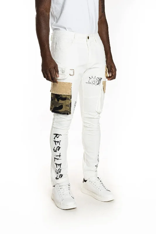 Utility Fashion Cargo Twill Pants - Cream