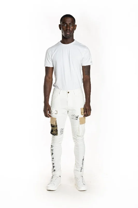 Utility Fashion Cargo Twill Pants - Cream