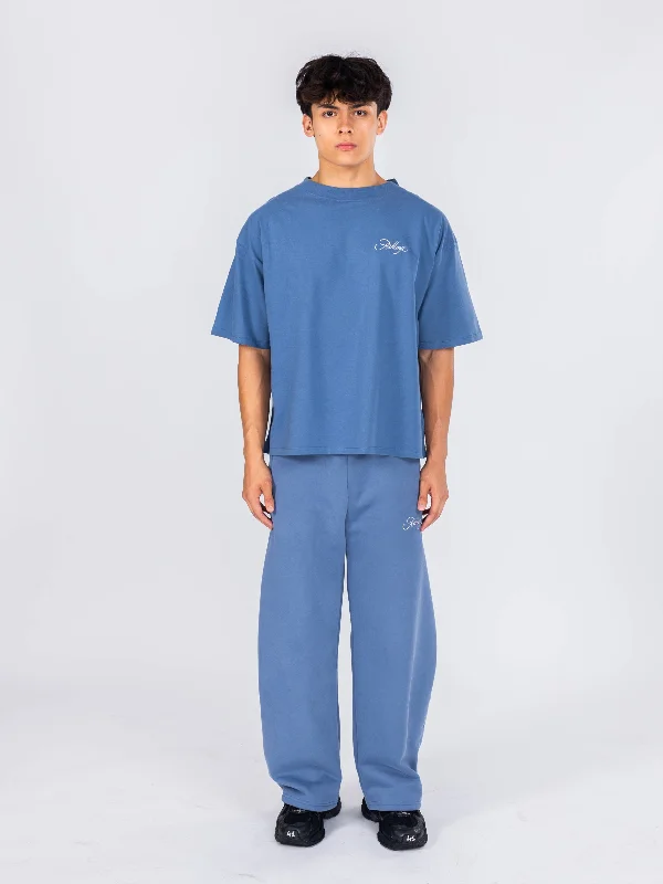 Wide Leg Sweatpants - Dull Blue