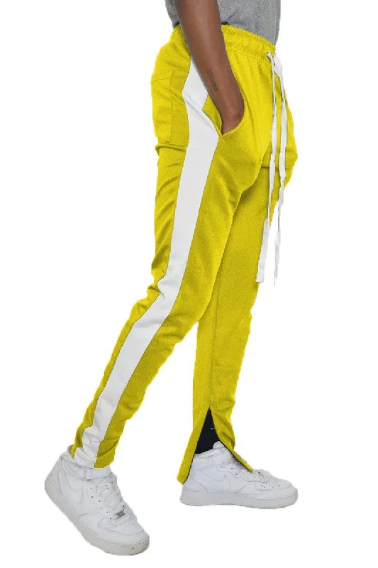 Yellow And White Classic Slim Fit Track Pants