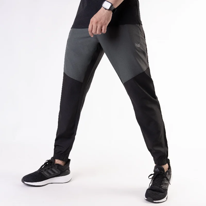 Black Premium Micro Stretch Tech Pants with Gray Front Panels