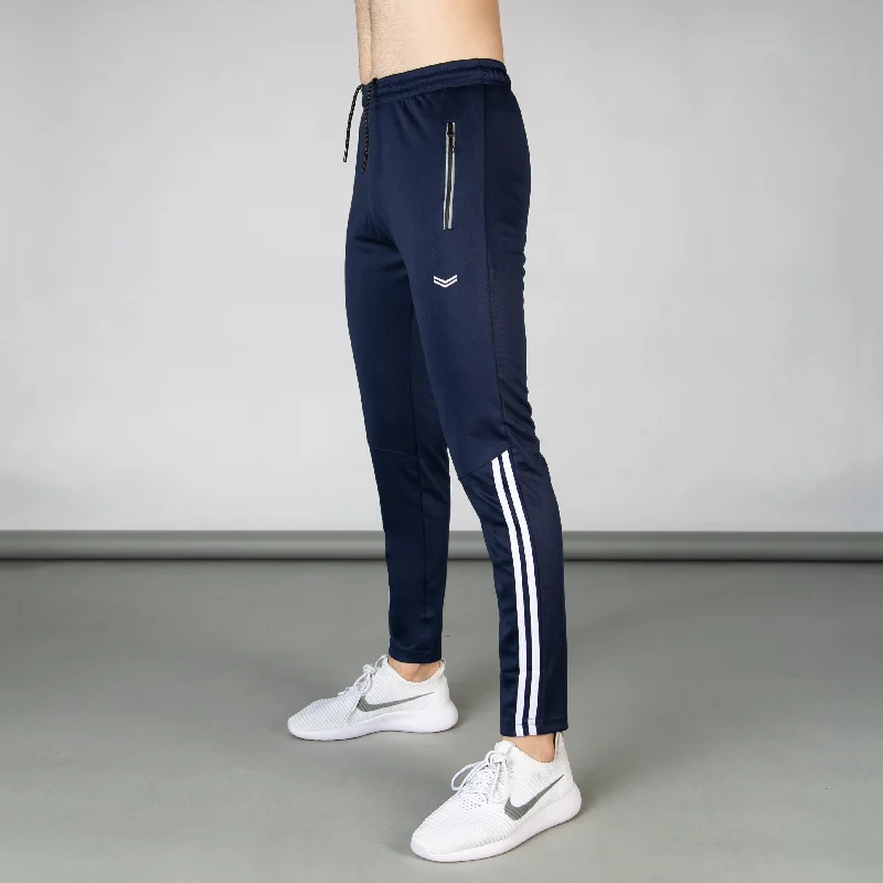 Navy Quick Dry Bottoms with Two Bottom Stripes & Reflective Zips