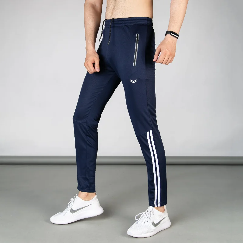 Navy Quick Dry Bottoms with Two Bottom Stripes & Reflective Zips