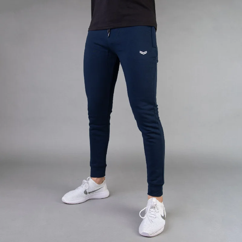 Solid Navy Bottoms with Ribbed Cuffs