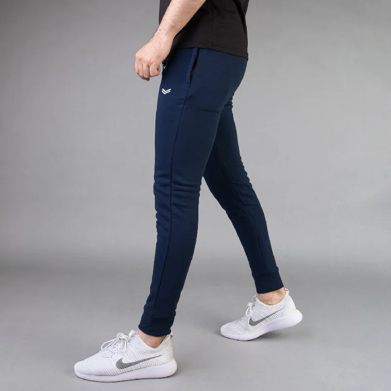 Solid Navy Bottoms with Ribbed Cuffs