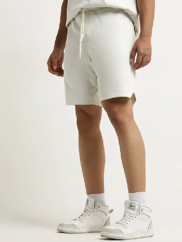 Studiofit White Relaxed-Fit Mid-Rise Shorts