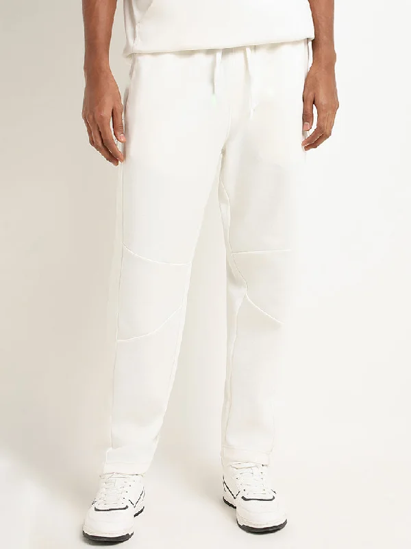 Studiofit White Relaxed Fit Track Pants