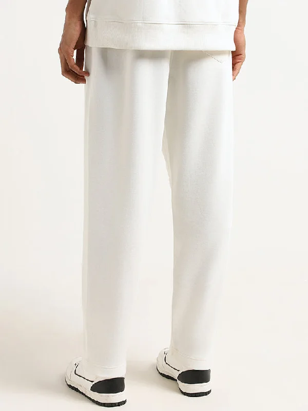 Studiofit White Relaxed Fit Track Pants